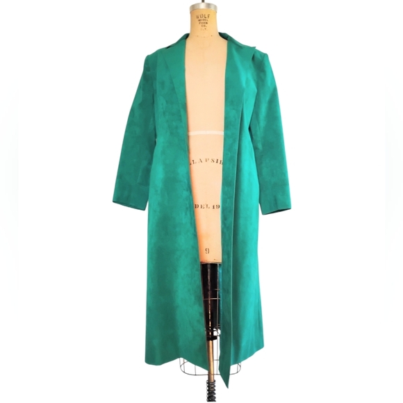 Ultra Suede Vintage Trench Jacket With Belt - Picture 3 of 7